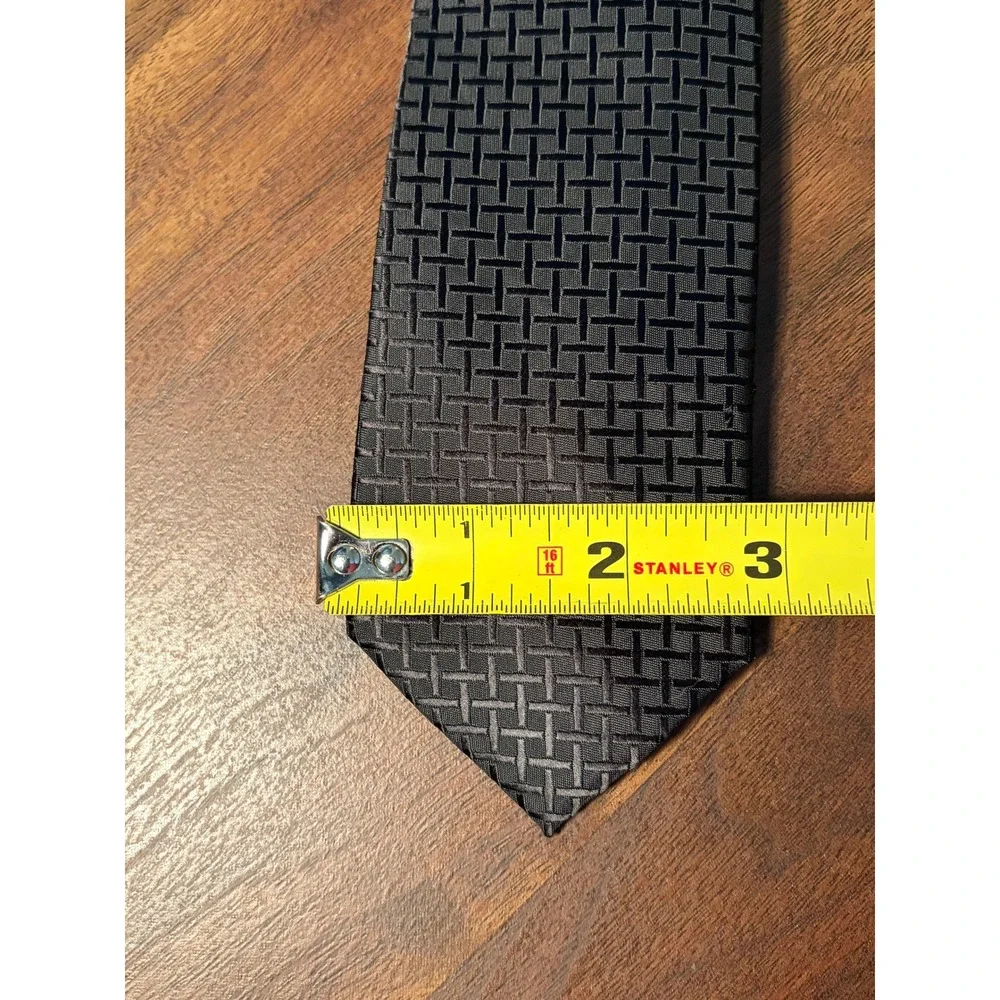Pierre Cardin Black Basketweave Slim Necktie Mens One Size Excellent